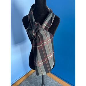 Classic Plaid Fringe Scarf Black Gray Burgundy Winter Wrap Unisex